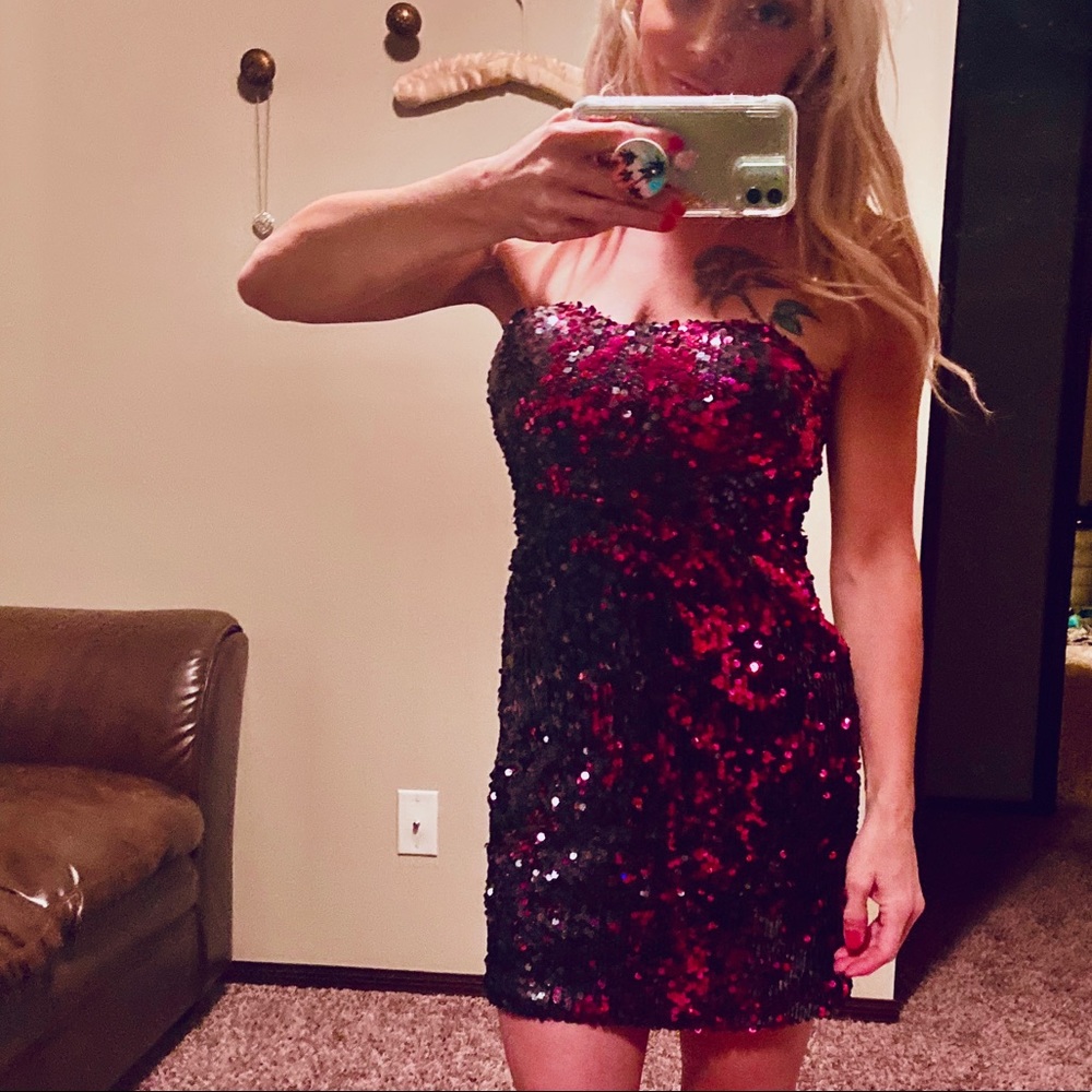 Arden B Pink Sequin Mini Dress